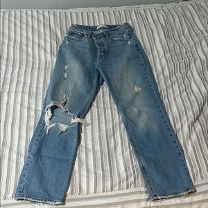 Abercrombie & Fitch Women's High Rise Distressed Blue Jeans
